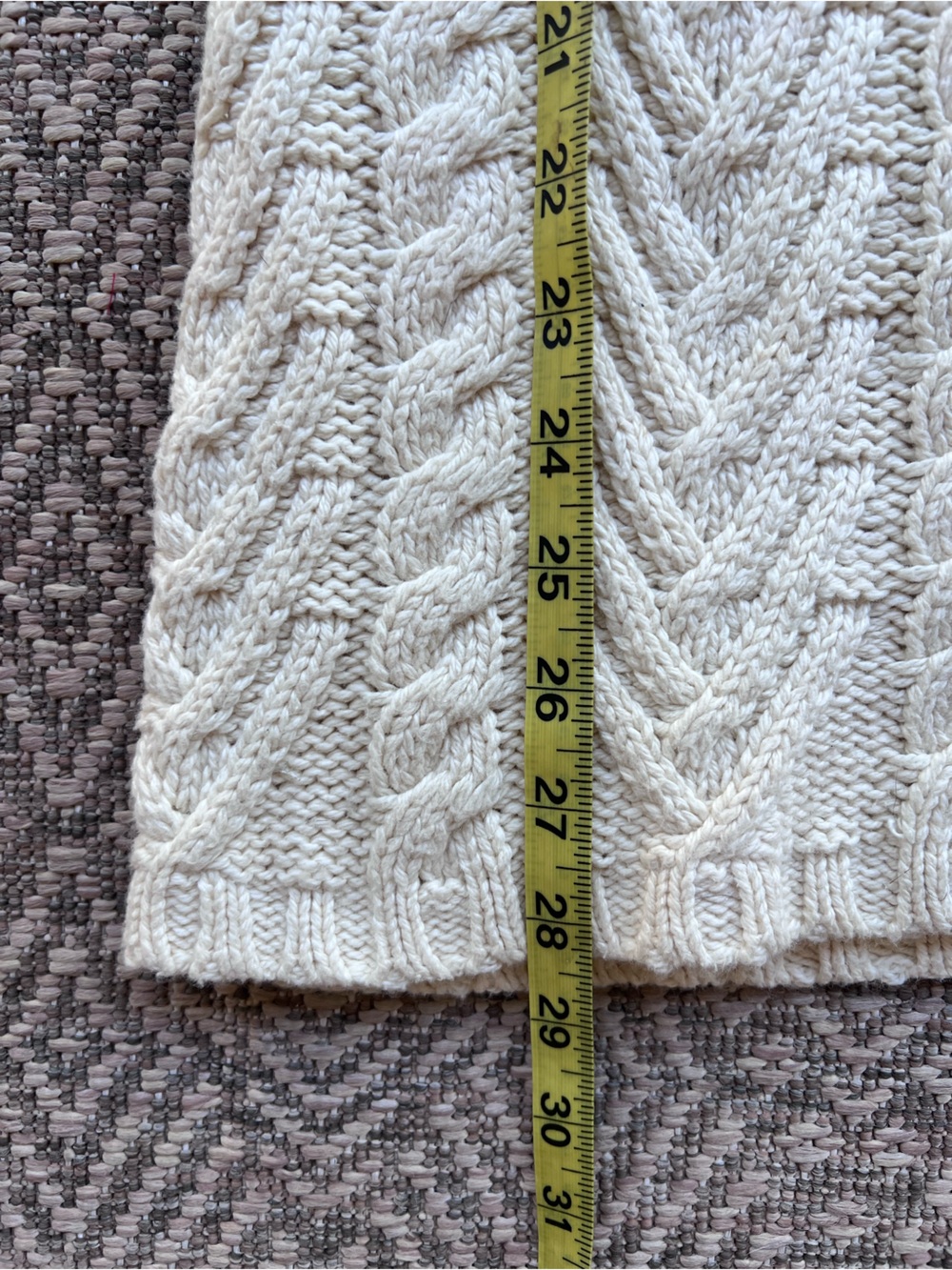 Vintage Ralph Lauren Polo Jeans M Cable Knit Turtleneck Sweater Tunic Vest Cream - Picture 5 of 7